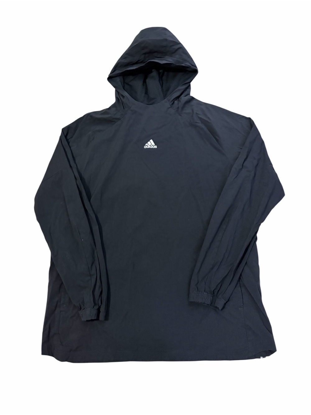 Adidas Windbreaker Jacket Pullover Mens XL Black Hooded Lightweight